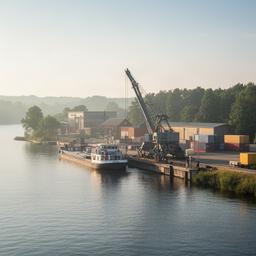 Hafenanlage an der Havel in Brandenburg an der Havel mit Güterverkehr und regionalem Bezug