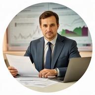 Abal Milićević, Wirtschaftskorrespondent, am Schreibtisch mit EU-Wirtschaftsdaten